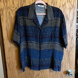 Vintage Y2K ALIA Front Button Short Sleeve Women’s Plus Size Top